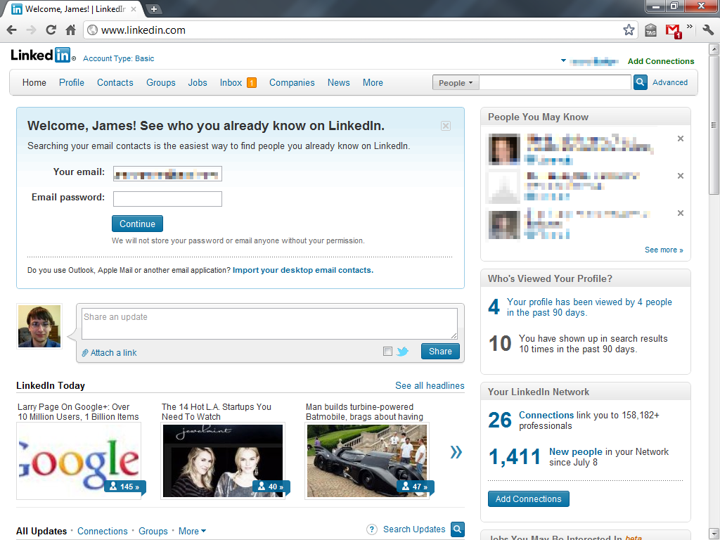 LinkedIn login page