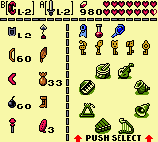 Link’s awakening inventory screenshot